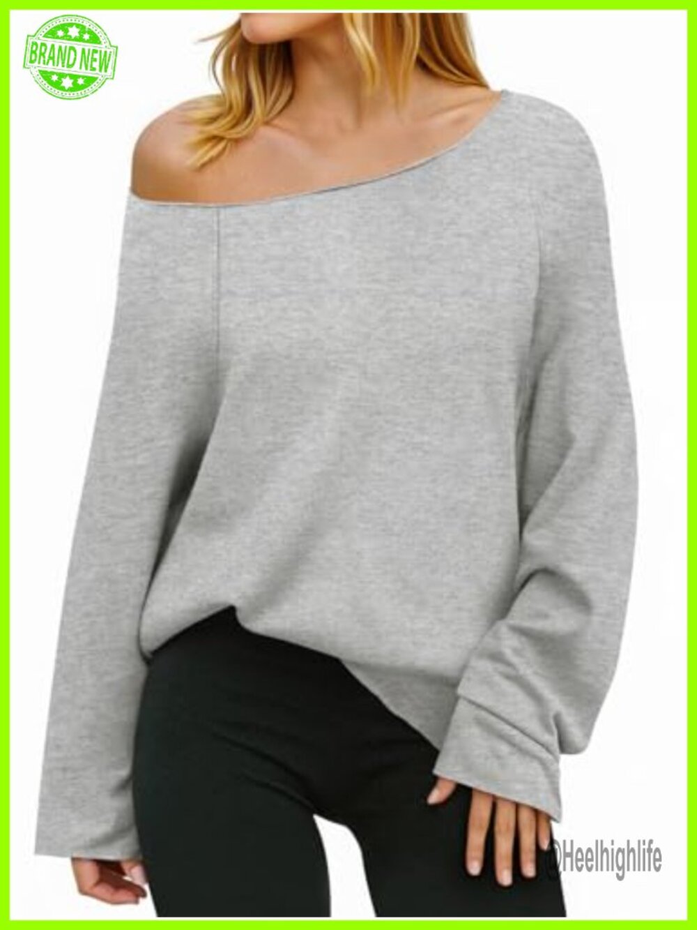 Womens Off Shoulder Oversized Sweatshirt Lightweight Long Sleeve Tunic Top